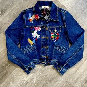 Maje Graphic Print Denim Jacket